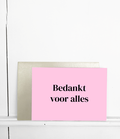 Wenskaart met envelop Bedankt voor alles