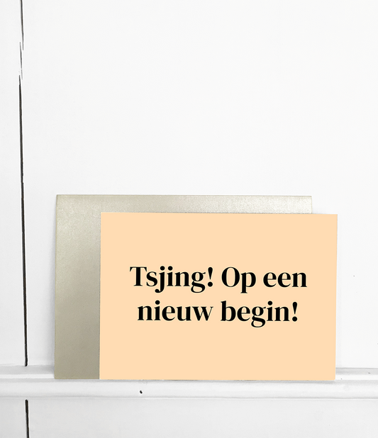 Wenskaart met envelop Tsjing Op een nieuw begin